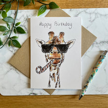 Load image into Gallery viewer, Party Giraffe Birthday Card