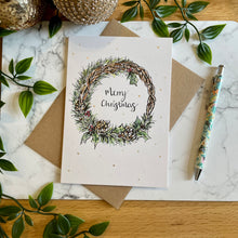 Load image into Gallery viewer, Merry Christmas Wreath - Christmas Card