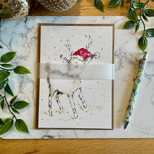Load image into Gallery viewer, Reindeer Santa Hat - Christmas Card