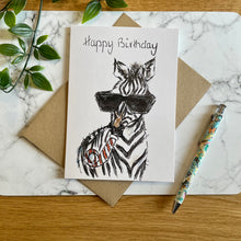 Load image into Gallery viewer, Party Zebra Birthday Card