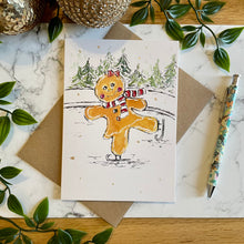 Load image into Gallery viewer, Gingerbread Lady Ice Skating - Christmas Card