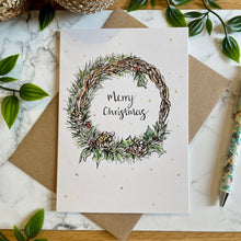 Load image into Gallery viewer, Merry Christmas Wreath - Christmas Card