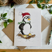 Load image into Gallery viewer, Penguin Skiing - Christmas Card