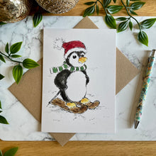 Load image into Gallery viewer, Penguin Skiing - Christmas Card