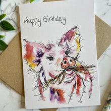 Load image into Gallery viewer, Munching Pig Birthday Card