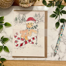 Load image into Gallery viewer, Gingerbread Man Skiing - Christmas Card