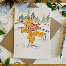 Load image into Gallery viewer, Gingerbread Lady Ice Skating - Christmas Card