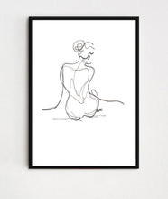 Load image into Gallery viewer, Sitting Lady Back View Line Drawing