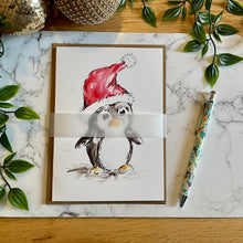 Load image into Gallery viewer, Penguin Santa Hat - Christmas Card