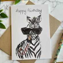 Load image into Gallery viewer, Party Zebra Birthday Card