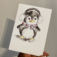 Load image into Gallery viewer, Penguin Earmuffs - Christmas Card