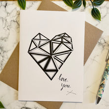 Load image into Gallery viewer, Love You! - Geometric Black & White Heart