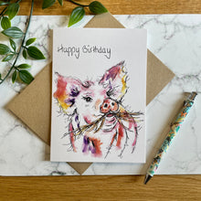 Load image into Gallery viewer, Munching Pig Birthday Card