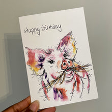 Load image into Gallery viewer, Munching Pig Birthday Card