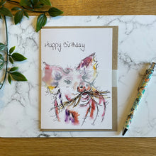 Load image into Gallery viewer, Munching Pig Birthday Card