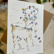 Load image into Gallery viewer, Reindeer Christmas lights - Christmas Card