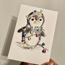 Load image into Gallery viewer, Penguin Christmas Lights - Christmas Card
