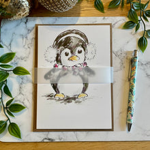 Load image into Gallery viewer, Penguin Earmuffs - Christmas Card