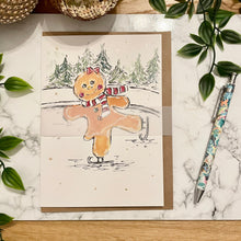 Load image into Gallery viewer, Gingerbread Lady Ice Skating - Christmas Card