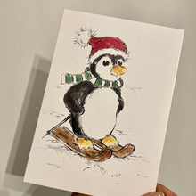 Load image into Gallery viewer, Penguin Skiing - Christmas Card