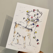 Load image into Gallery viewer, Reindeer Christmas lights - Christmas Card