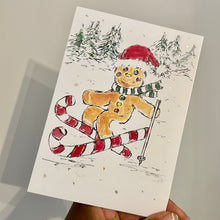 Load image into Gallery viewer, Gingerbread Man Skiing - Christmas Card