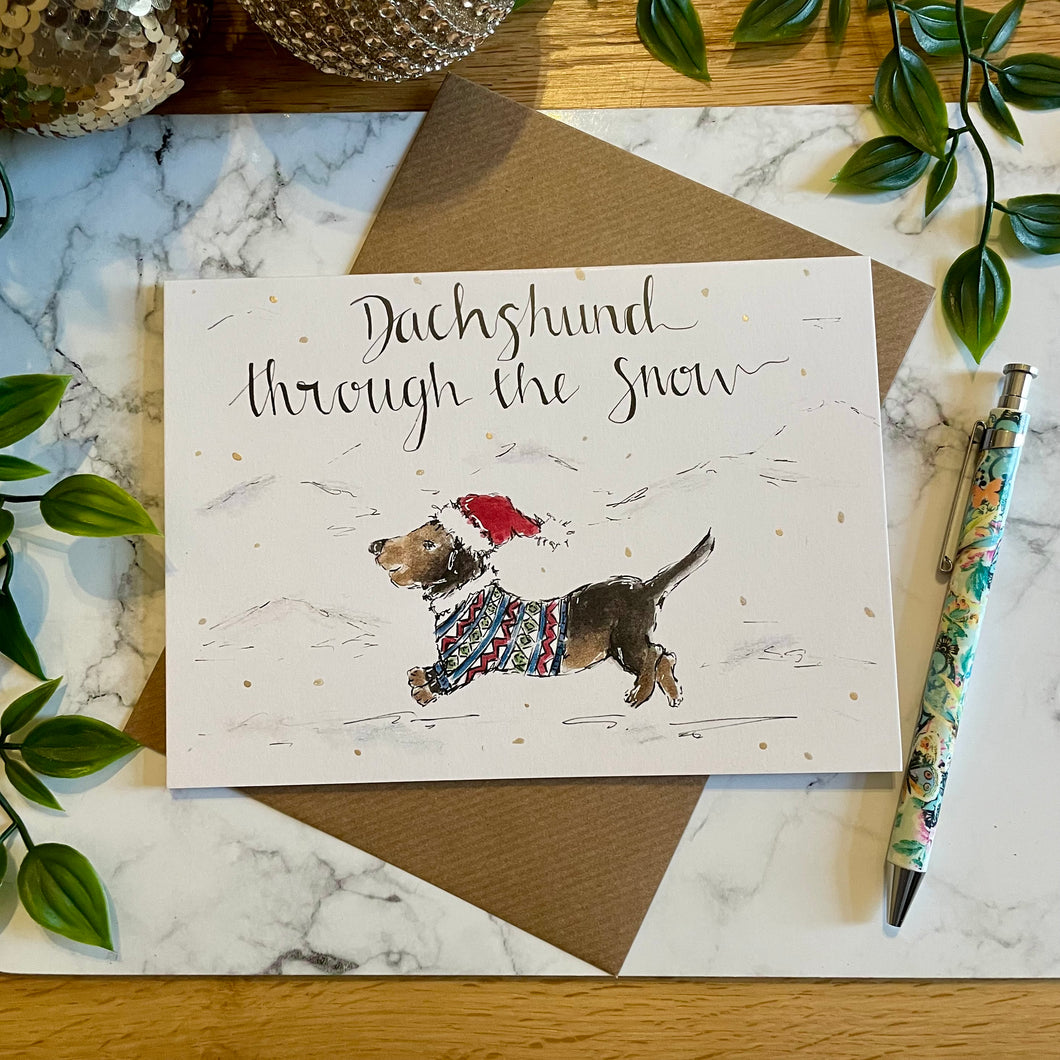 Dachshund through the snow - Christmas Card