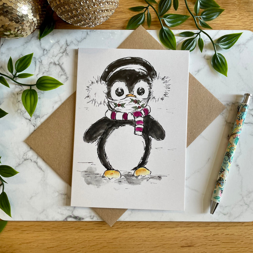 Penguin Christmas Mask - Christmas Card