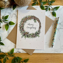 Load image into Gallery viewer, Merry Christmas Wreath - Christmas Card
