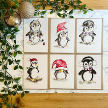 Load image into Gallery viewer, Set of 6 Penguin Christmas Cards
