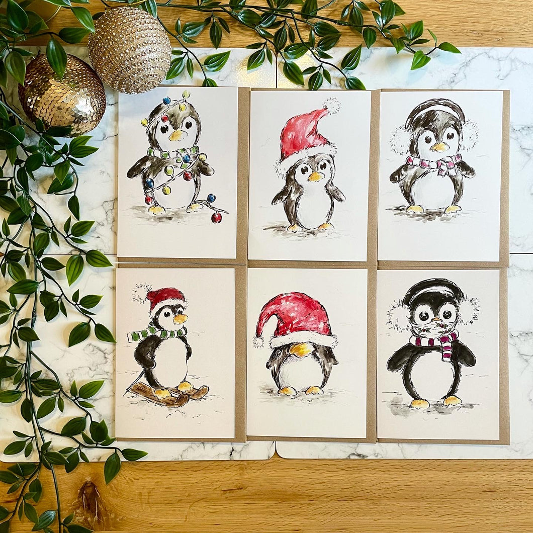 Set of 6 Penguin Christmas Cards