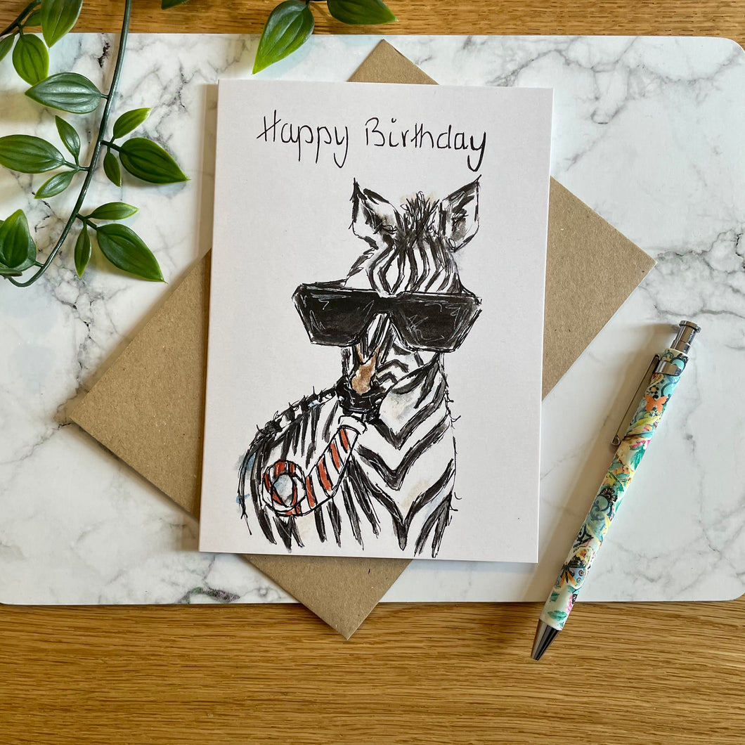 Party Zebra Birthday Card