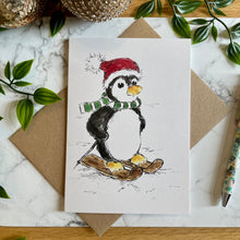 Load image into Gallery viewer, Penguin Skiing - Christmas Card

