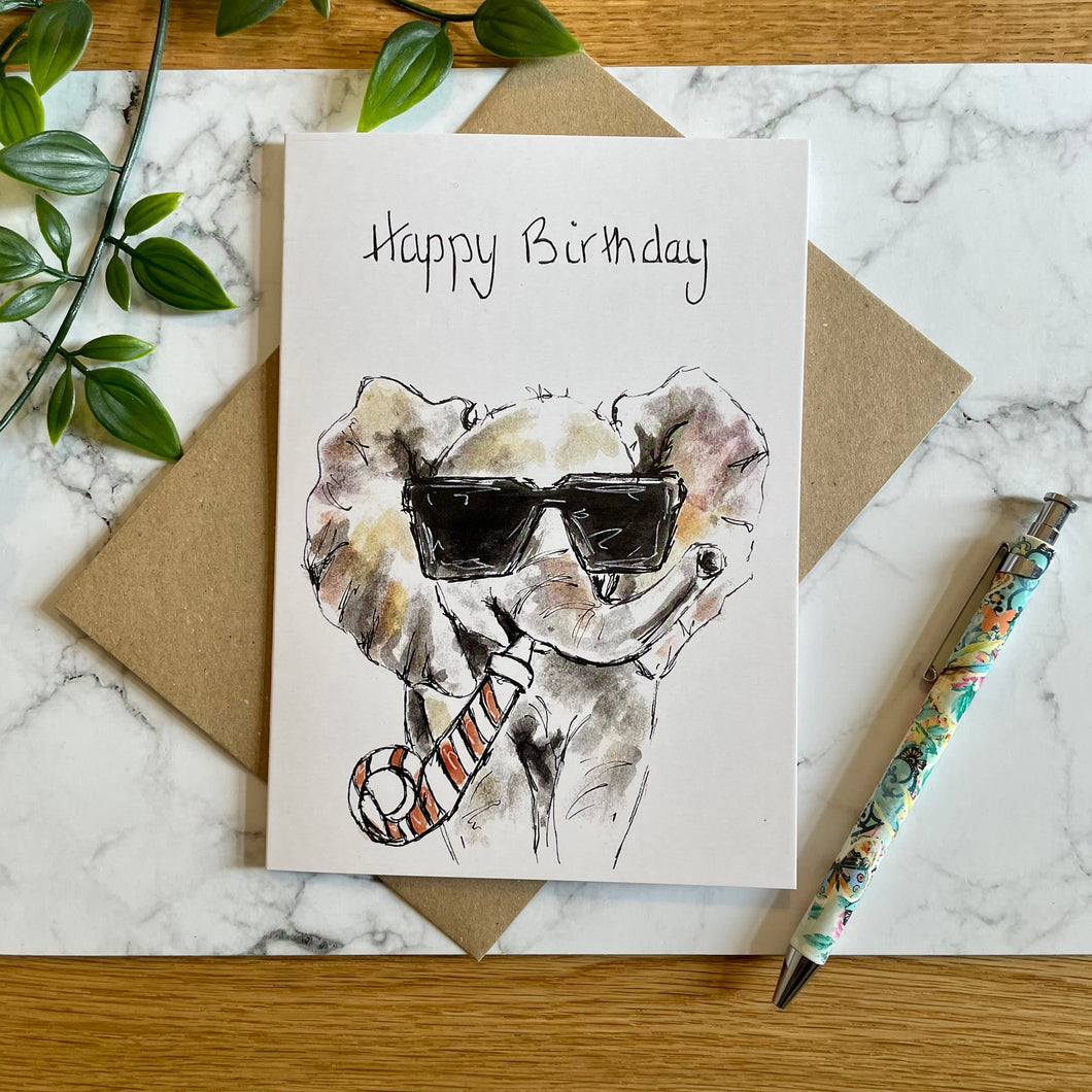 Party Elephant Birthday Card