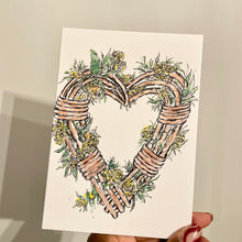 Load image into Gallery viewer, Floral Wicker Heart - Brown
