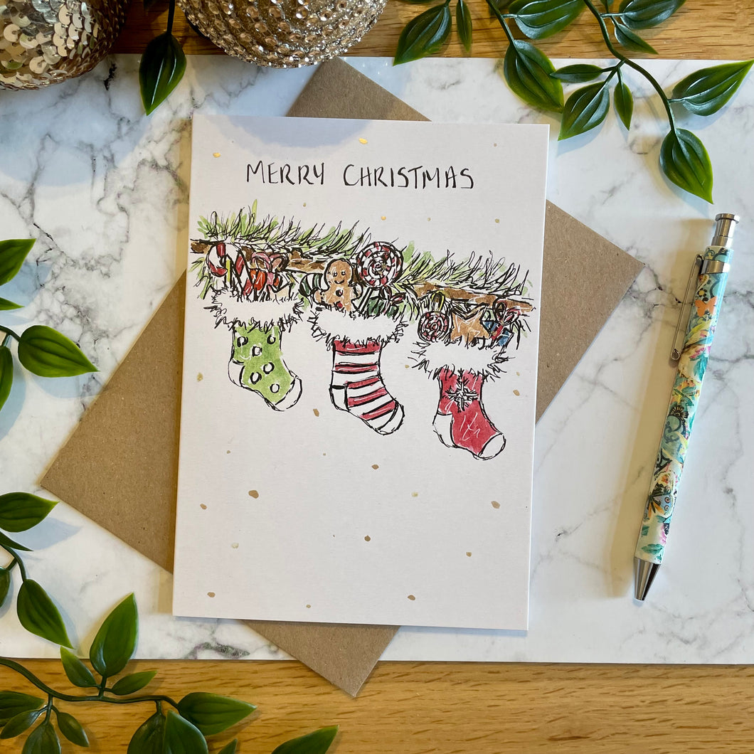 Merry Christmas Stockings - Christmas Card