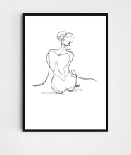 Load image into Gallery viewer, Sitting Lady Back View Line Drawing
