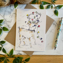 Load image into Gallery viewer, Reindeer Christmas lights - Christmas Card
