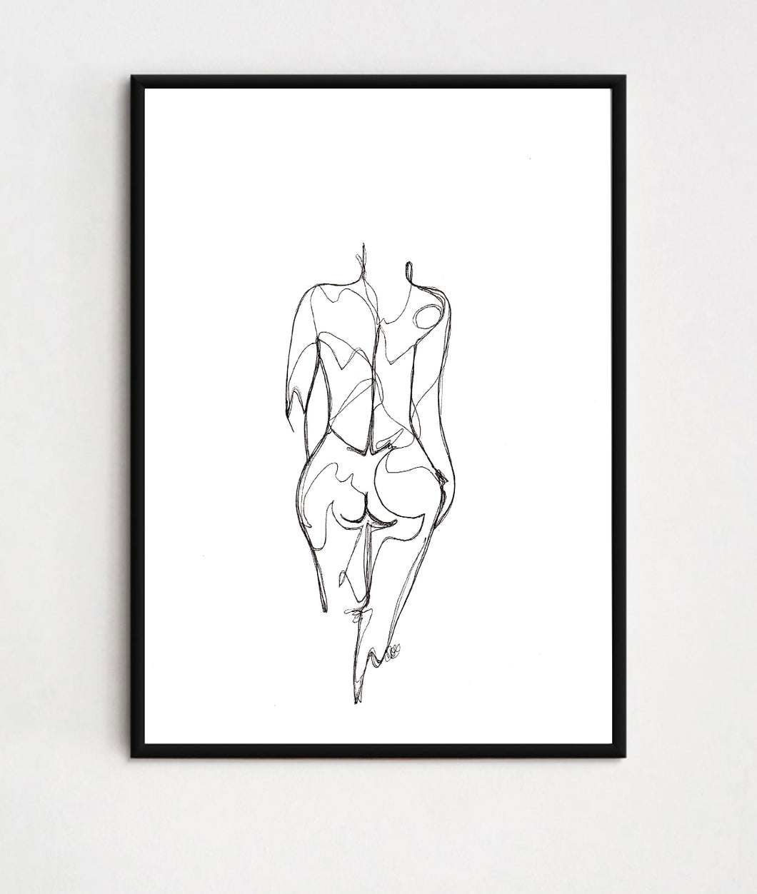 Nude Lady Back View Line Drawing