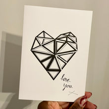 Load image into Gallery viewer, Love You! - Geometric Black &amp; White Heart
