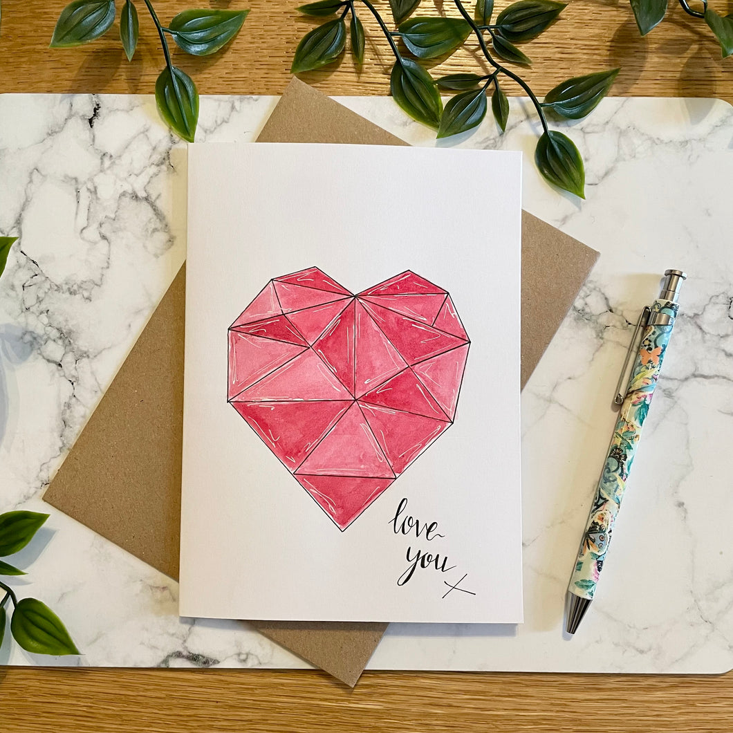 Love You! - Geometric Pink Heart