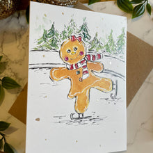Load image into Gallery viewer, Gingerbread Lady Ice Skating - Christmas Card
