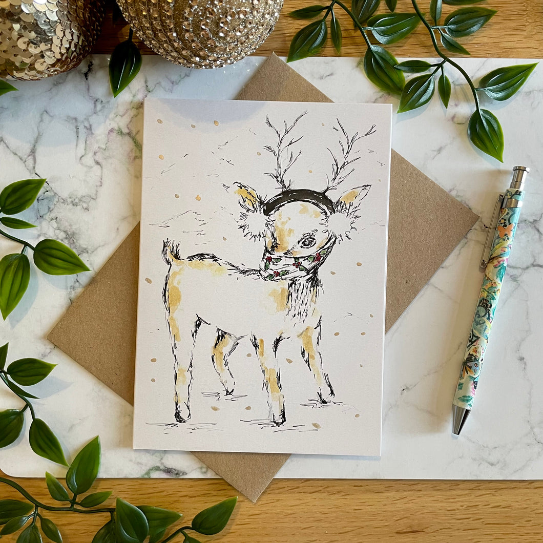 Reindeer Christmas Mask - Christmas Card