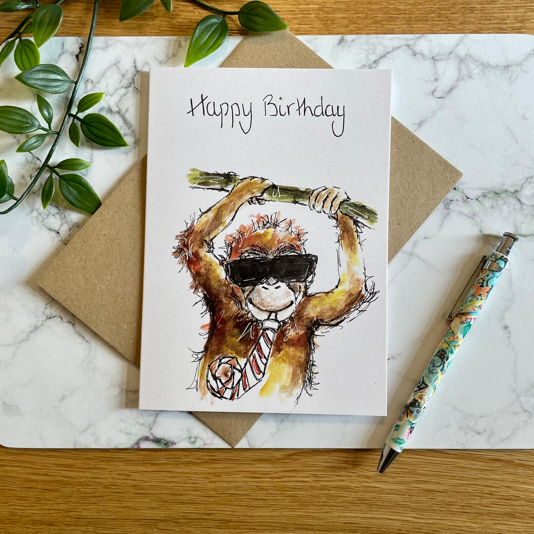Monkey With Sunglasses Birthday Card