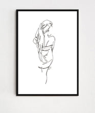Load image into Gallery viewer, Bath Towel Back View Lady Line Drawing
