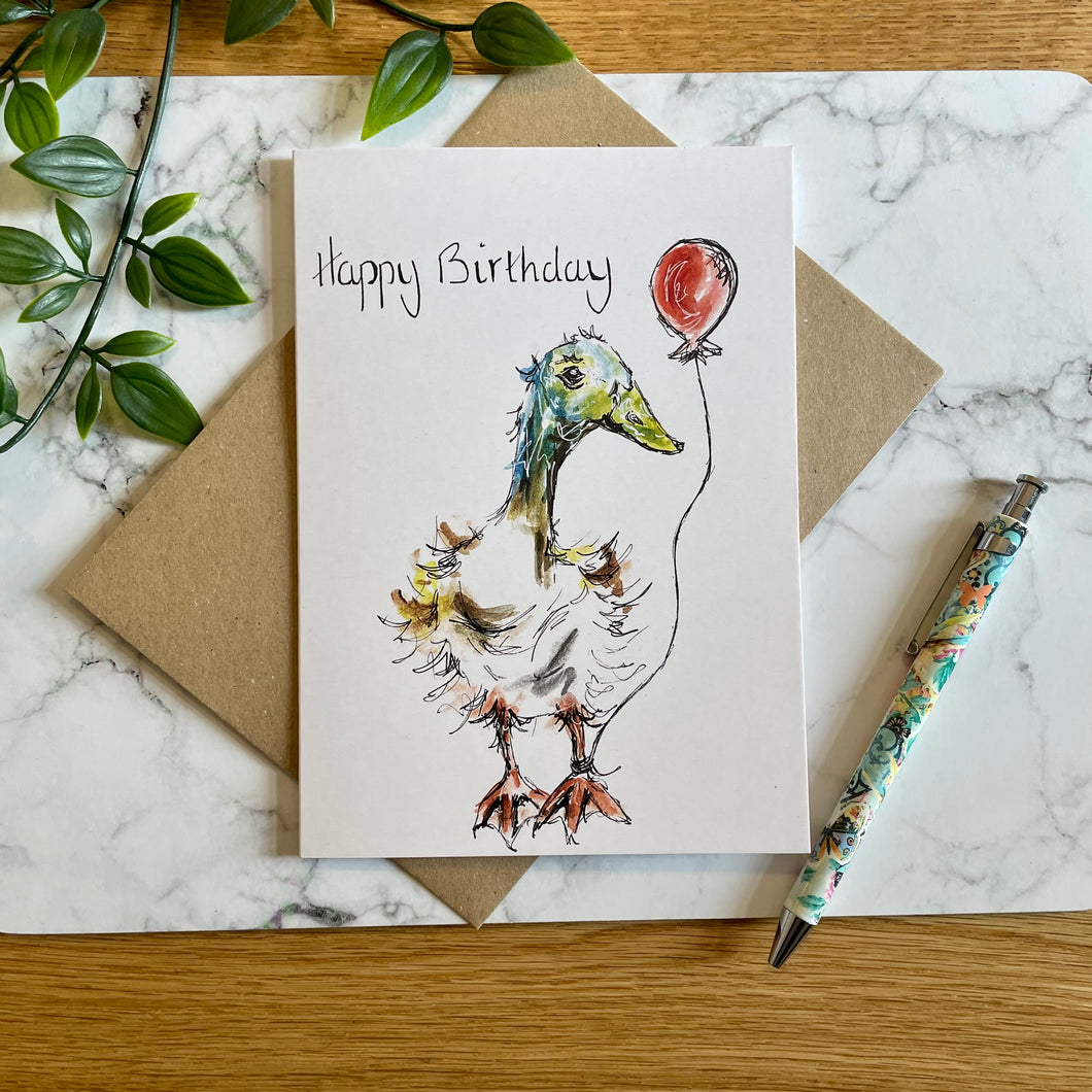 Balloon Duck Birthday Card