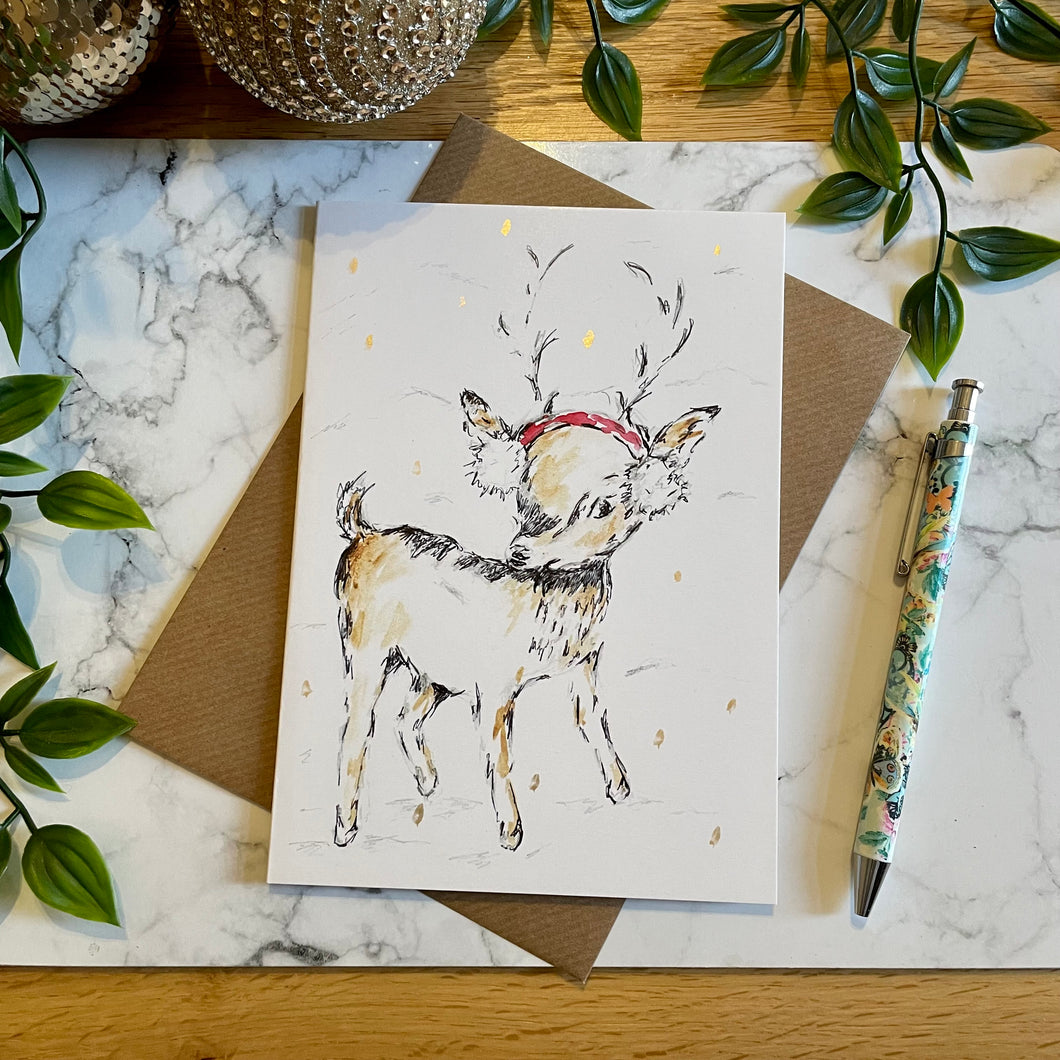 Reindeer Earmuffs - Christmas Card