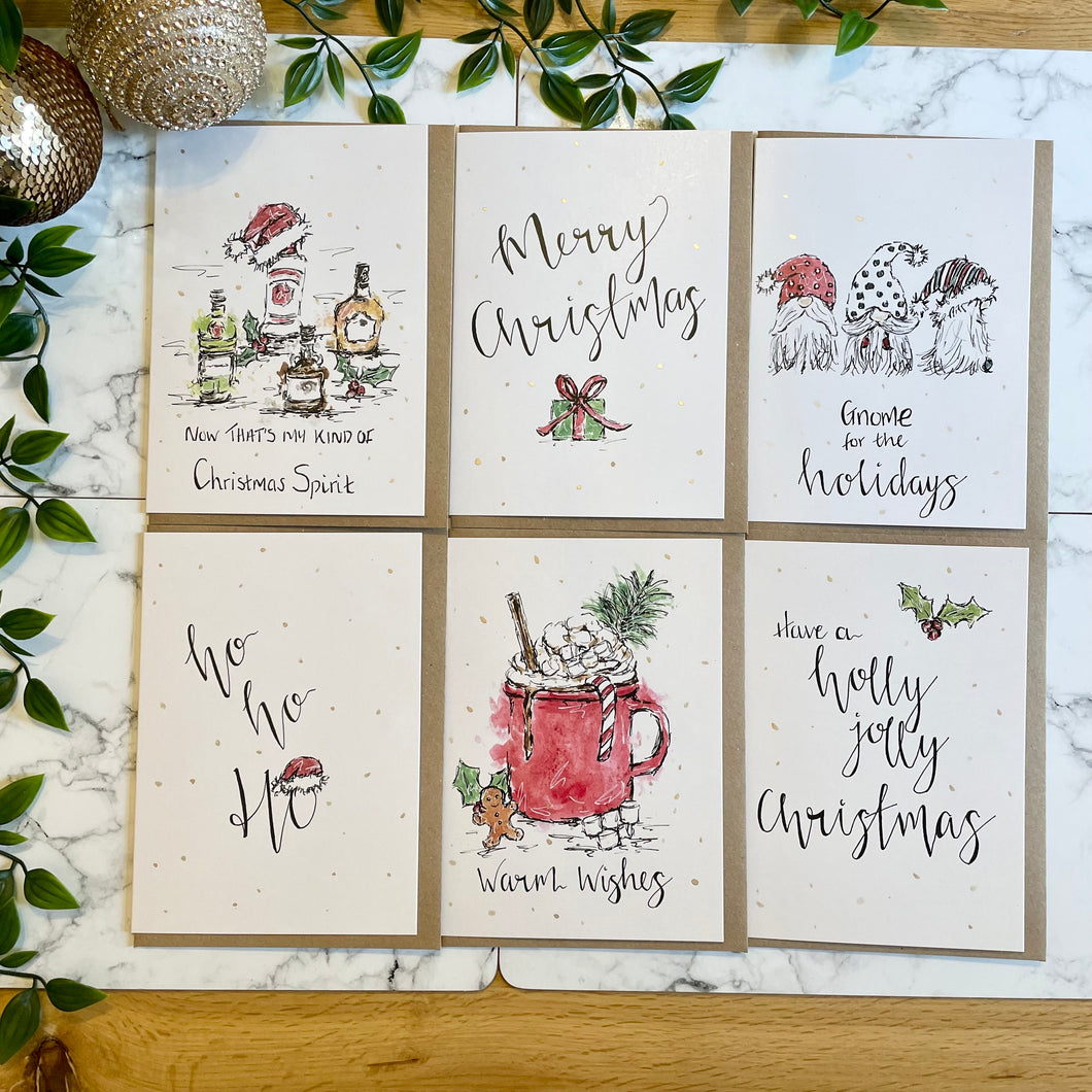Set of 6 Festive Christmas Cards