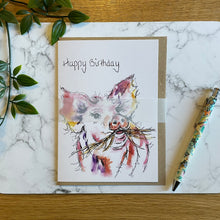 Load image into Gallery viewer, Munching Pig Birthday Card
