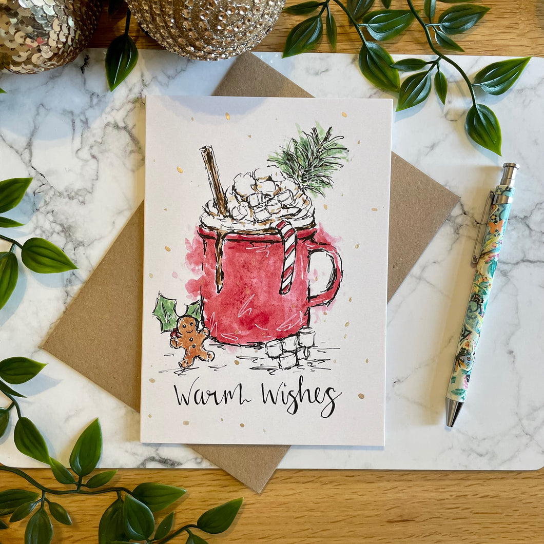 Warm Wishes Hot Chocolate - Christmas Card